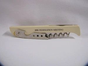 1991 Federation Meeting Corkscrew Wine Bottle Opener - Foto 1 di 10