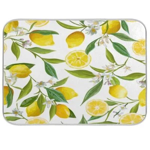 Lemon Flowers Dish Drying Mat for Kitchen Counter Absorbent Microfiber Drying... - Picture 1 of 7