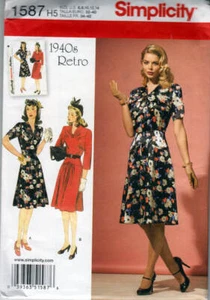 Abito stile anni quaranta modello cucito retrò semplicità 1587 - Foto 1 di 2