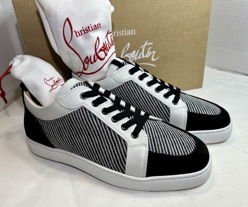 CHRISTIAN LOUBOUTIN NEW SEASON! RANTULOW ORLATO FLAT BLACK/WHITE SNEAKER SZ 43.5