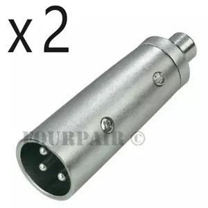 Confezione da 2 - 3 pin XLR maschio a RCA femmina jack cavo audio microfono adattatore DJ - Foto 1 di 2