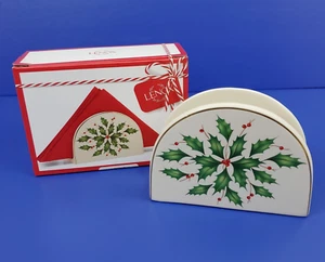 Lenox Holiday Napkin Holder SKU 870004  Holly Leaf & Berry Motif  5"  New in Box - Picture 1 of 18