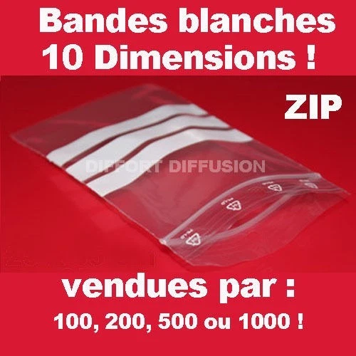 Sachet plastique fermeture ZIP avec bande blanche d'écriture  Pochette pression - Immagine 1 di 1