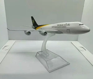 2024 Diecast White & Brown UPS Boeing 747 Cargo Jet Airplane 5.7" With Stand - Picture 1 of 8