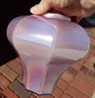 ART DECO REVIVAL Silvestri Mouth Blown Art Glass Pink Irridescent Vase 6.5"