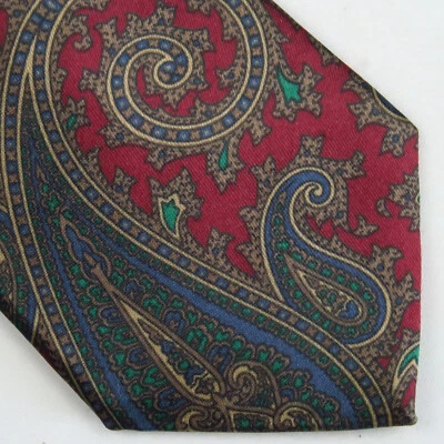 Corbata de cuello vintage para hombre roja azul verde estampado cachemira poliéster hecha en EE. UU. 55x3,5 Foto 1 de 4