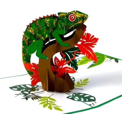 BC WORLDWIDE LTD BCWorldwideLtd handmade 3D popup card Chameleon birthday Valentines day new pet