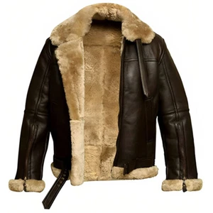 Chaqueta de cuero real hecha a mano para hombre marrón piel de oveja hecha a medida para hombre - Imagen 1 de 4
