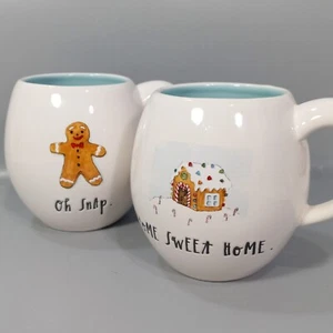 Rae Dunn Weihnachten Kaffeebecher Oh Snap Lebkuchenmann Home Sweet Home Magenta Paar - Bild 1 von 18