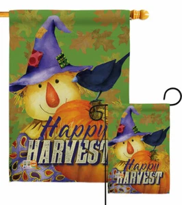 Happy Harvest Scarecrow Garden Flag Autumn Fall Decorative Gift Yard Banner - Picture 1 of 17