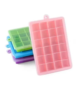 4PCS 24Grids Silicone Ice Cube Tray Lid Mold Maker Tool Square Mould Container - Picture 1 of 4