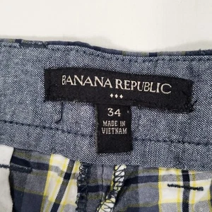 Pantalones cortos a cuadros Banana Republic 34 azul amarillo entrepierna de 10" para hombre - Imagen 1 de 9