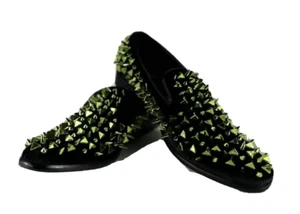 Zapatos de vestir Amali para hombre sin cordones verde negro terciopelo picos apache tallas 8,5 - 13 - Imagen 1 de 8