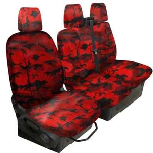 UNIVERSAL RED CAMOUFLAGE VAN DOUBLE AND SINGLE SEAT COVERS 2+1 - Picture 1 of 1