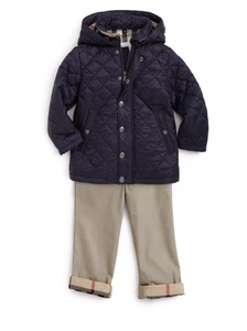 BNWT Beautiful Designer BURBERRY Boys/Girls Navy Blue Hooded Puffer Jacket 6M - Picture 1 of 1