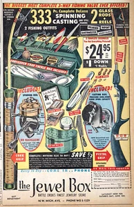 1957 Battle Creek Michigan Newspaper Page - The Jewel Box Fishing Tackle Ad - Picture 1 of 2
