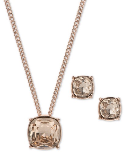 Collana & orecchini Ciondolo Cristallo Oro Rosa Givenchy $48 z18