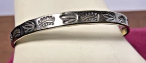 Vintage Bangle Bracelet Silver Taxco Sterling Tribal Leaf Pattern Mexico SW 925 - Picture 1 of 10