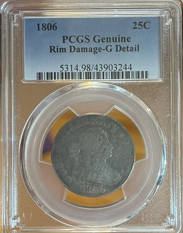 1806 PCGS G Details! Draped Bust Quarter Dollar Cover