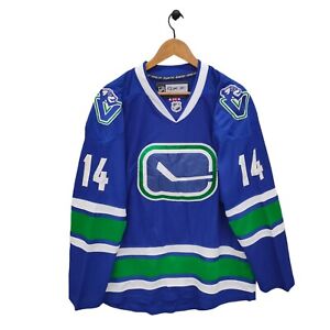 CCM Vancouver Canucks Shirt Vintage Reebok NHL Jersey Blue Burrows 14 size XL