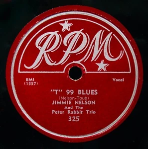 JIMMIE NELSON~"T" 99 Blues + Rain Drop Blues~Rarer Blues 78-RPM #325 - Imagen 1 de 2