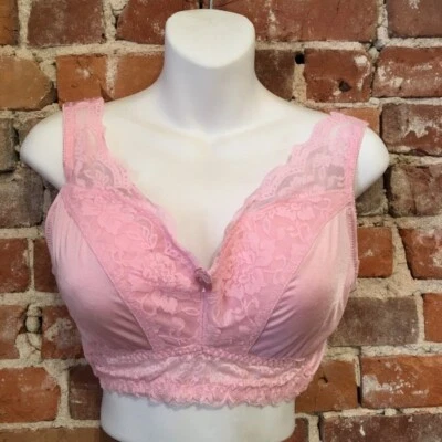 Rhonda Shear Parfait Pink Pin Up Floral Lace Retro Bra New Removable Pads - Image 1 of 4