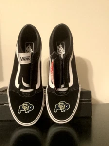 Nuovo! Scarpe da skateboard Colorado Buffaloes Vans Off The Wall da uomo 9,5 nere in pizzo - Foto 1 di 5