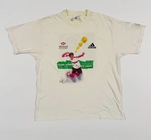 TIM HENMAN ADIDAS 90S SIGNED VINTAGE TENNIS SHIRT BRITISH SCHOOL SIZE L WHITE - Picture 1 of 10
