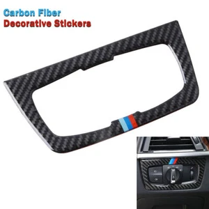 Real Carbon Fiber Headlight Switch Cover Trim Sticker Fits BMW F30 Accessories A - Picture 1 of 8