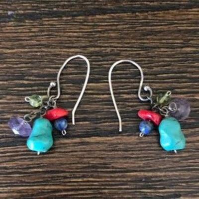 Pendientes Silpada W1034 Multicolor Coral Turquesa Peridoto Amatista Cuentas BONITOS Foto 1 de 4