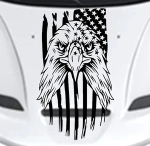 NUEVA Calcomanía de vinilo Eagle Flag EE. UU. con capucha puerta rayas de carreras (se adapta a DURANGO) - Imagen 1 de 22