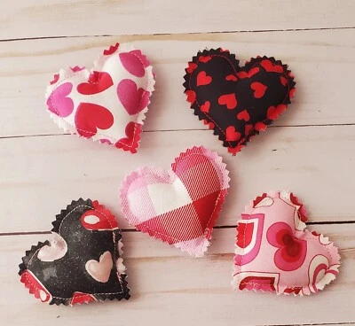 Stuffed Fabric Hearts - Set Of 5 - Valentines Decor - Image 1 of 4