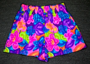 OP Ocean Pacific Vintage Shorts Women's Large Waist 26" Neon Floral Hawaiian USA - Picture 1 of 14