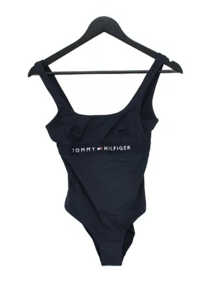 Tommy Hilfiger cheeky high leg classic scoop one-piece swimsuit in blue RRP £85 - Image 1 of 4