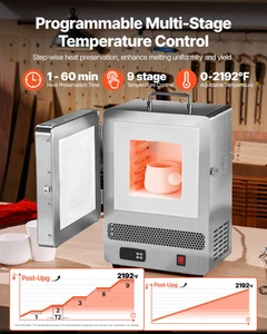 Tabletop Kiln Melter 1500W Electric Kiln 2192℉ Max Temperature Melting Furnace - Picture 1 of 11