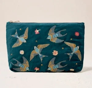 Elizabeth Scarlett Bolsa de Terciopelo Bordada Pájaros y Bolsa para el Polvo - Golondrinas Nuevo con Etiquetas - Imagen 1 de 5