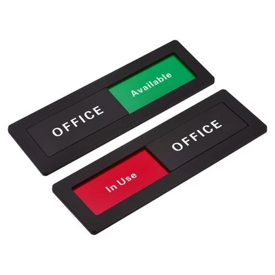 Letrero de puerta de oficina, oficina disponible en uso, letras negras, blancas, 1 pieza Foto 1 de 4