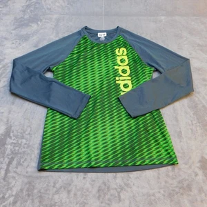 Adidas Shirt Youth Large 14/16 Green Lightweight Casual Long Sleeve Activewear - Picture 1 of 11
