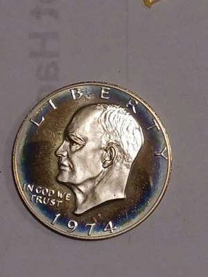1974 S $1 Eisenhower “Ike” Silver Dollar Proof Bullseye Rainbow Toned Great Coin - Image 1 of 4