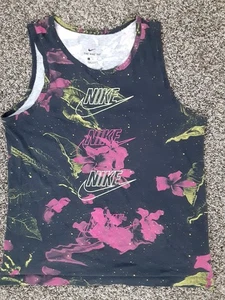 NIKE PINK LIMEADE FLORAL TANK TOP CK0155-010 Mens Large Summer Casual Cotton Tee - Picture 1 of 7