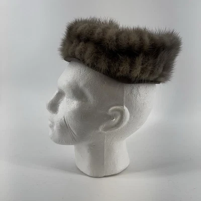 Sombrero pastillero de piel de visón acanalado gris años 60 gorra vintage Foto 1 de 4