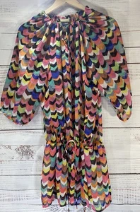 Gottex multi-colored, sheer cover-up dress drawstring waist elastic cuffs LARGE - Picture 1 of 5