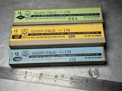 Tipo de tipografía de metal M413B - Goudy Italic UC/lc/Figuras NOS - 12 pt - 3 paquetes Foto 1 de 4