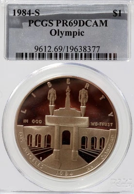 USA Olympic 1984-S Commemorative Silver Dollar PCGS PF69UCAM - Image 1 of 2
