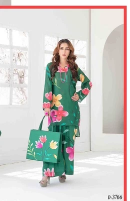 Pakistani Swiss Lawn 2PC Co-Ord Set for Women | Ready to Wear Summer Suit - Image 1 of 3