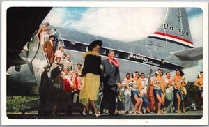 c1950s UNITED AIR LINES Advertising Postcard "Start of a Hawaiian Holiday!" - Bild 1 von 2