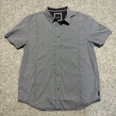 Camisa prAna Para Hombres XL Azul Manga Corta Abotonada Mezcla de Algodón Orgánico Ajuste Moderno Foto 1 de 4
