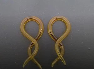 PYREX GLASS 8G 1" 5/8 AMBER DOUBLE TWISTS PLUGS SPIRALS 3MM  - Picture 1 of 1