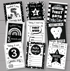 Monochrome Baby Milestone Cards • Baby Sensory Cards • Sensory Milestone Cards - Picture 1 of 6