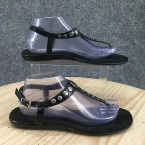 Aerosoles Sandals Womens 9.5 Chlambake Slingback Black Leather Casual Studded - Picture 1 of 15